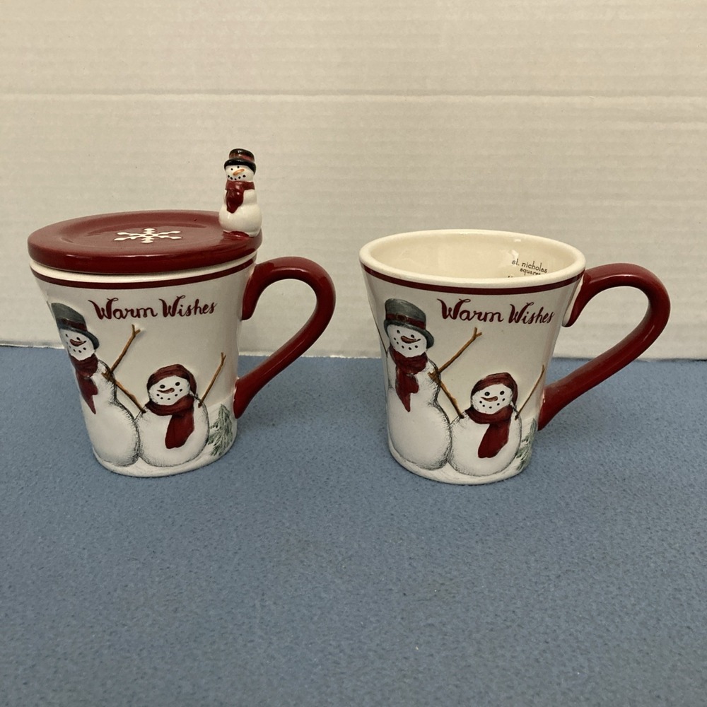 St. Nicholas Square‎ Warm Wishes Coffee Mug - Set of 2 w/1 Lid/Coaster